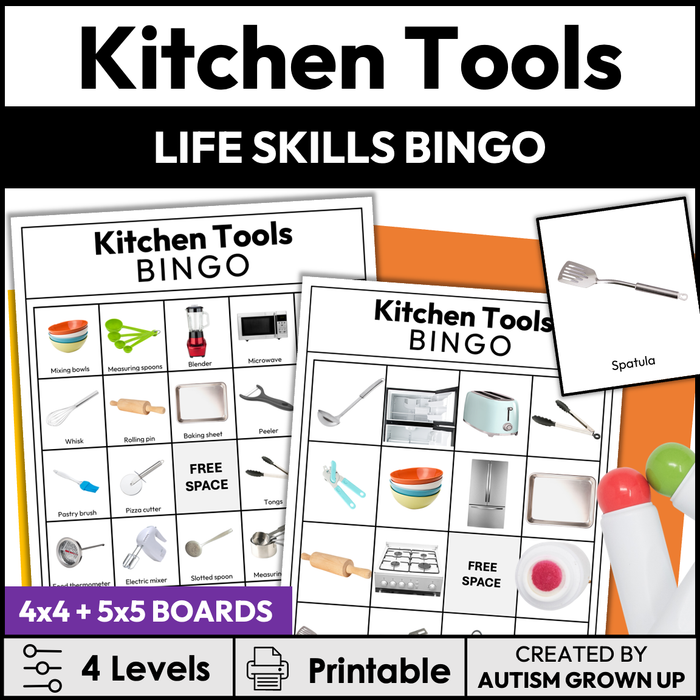 Kitchen Supplies Bingo | Life Skills and Special Education Activities