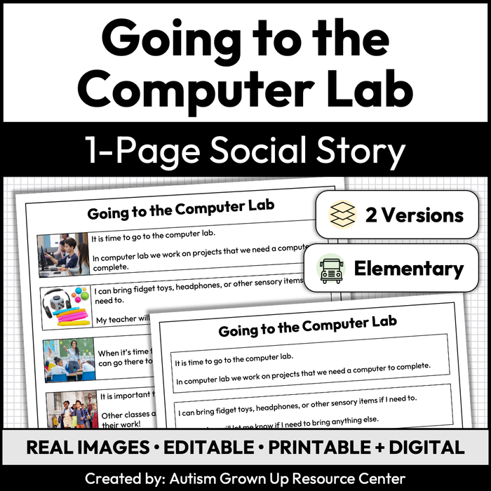 Going to the Computer Lab | 1-Page Social Story | Elementary