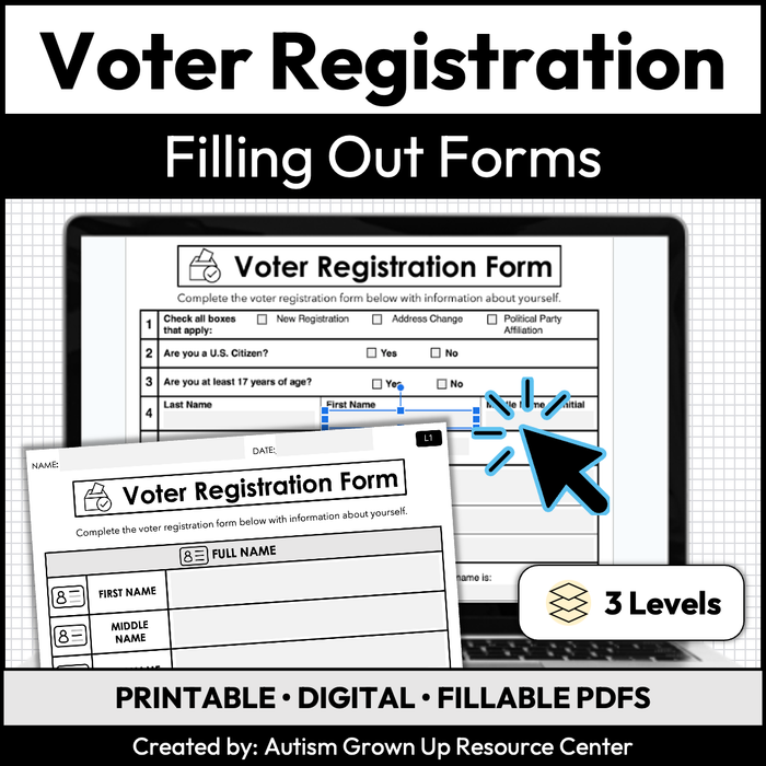 Voter Registration Forms | Filling Out Forms | Print + Digital Practice