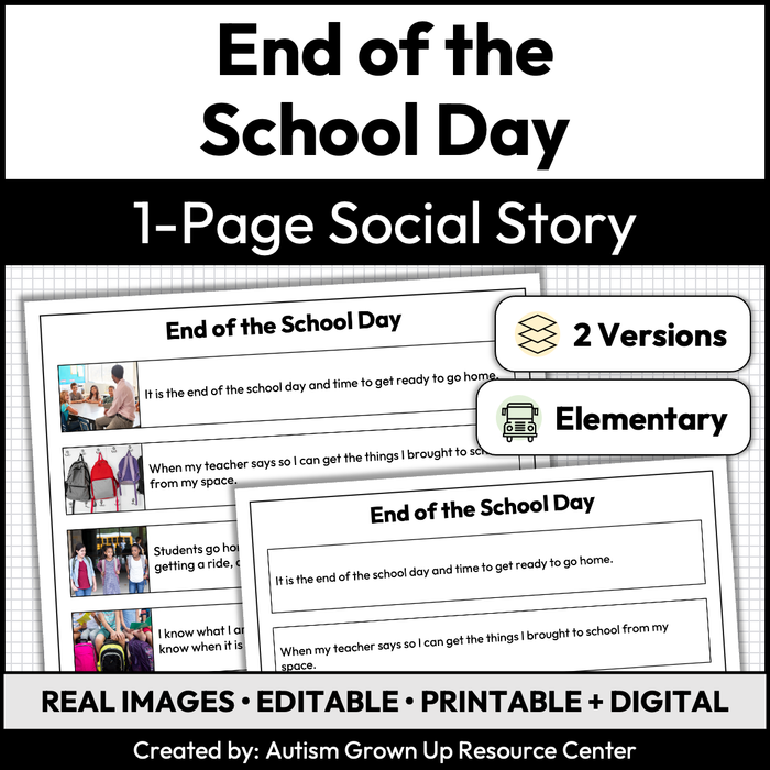 End of the School Day | One-Page Social Story | Elementary