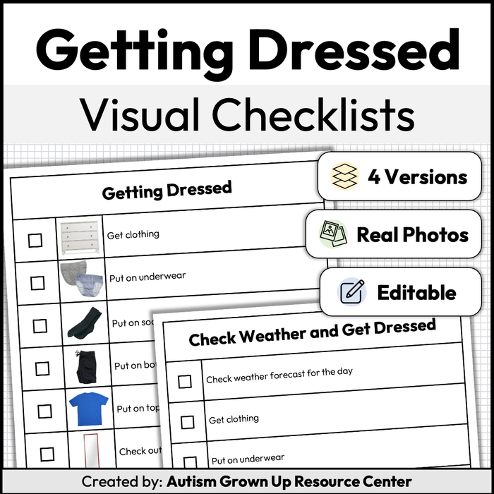 Getting Dressed Checklists | Life Skills | Editable