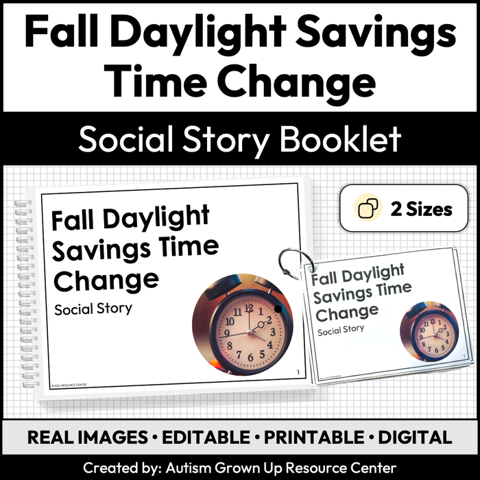 Fall Daylight Savings Time Change | Social Story Booklet