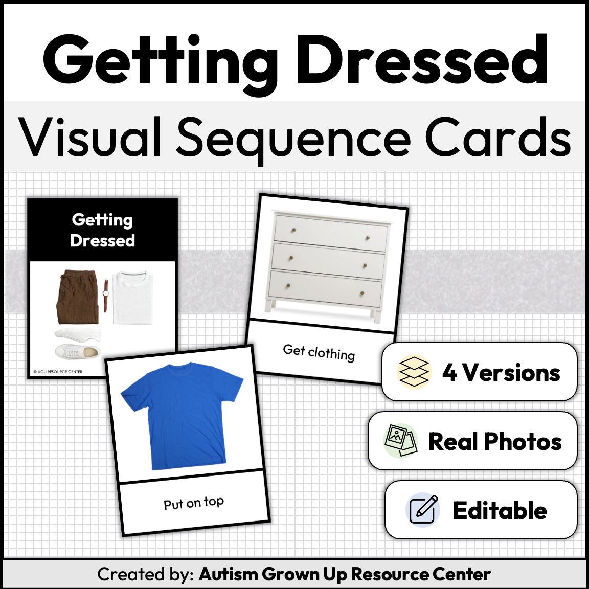 Getting Dressed Visual Sequence Cards | Life Skills | Editable — Autism ...