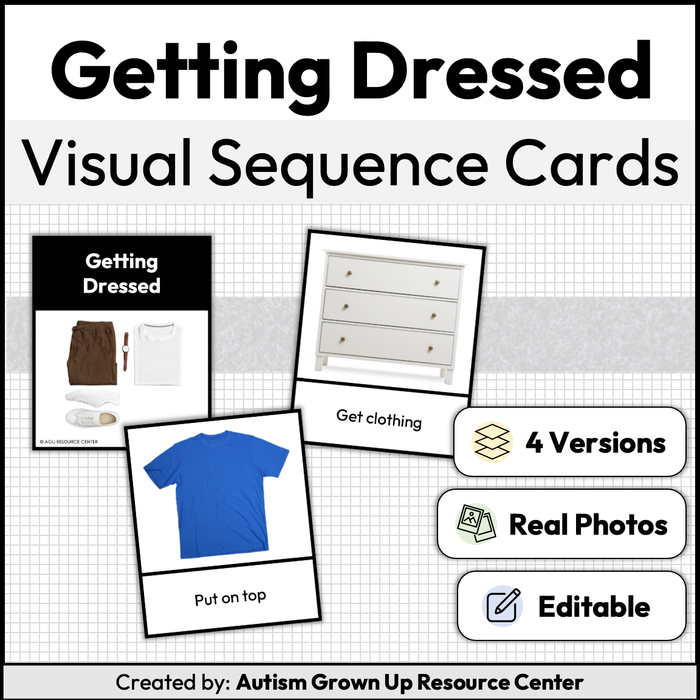 Getting Dressed Visual Sequence Cards | Life Skills | Editable