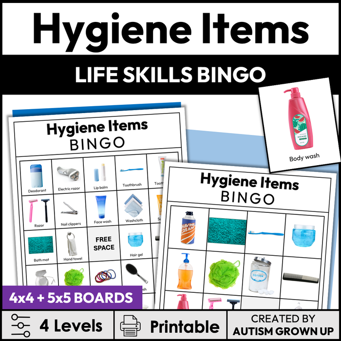 Hygiene Items Bingo | Life Skills and Special Education Activities