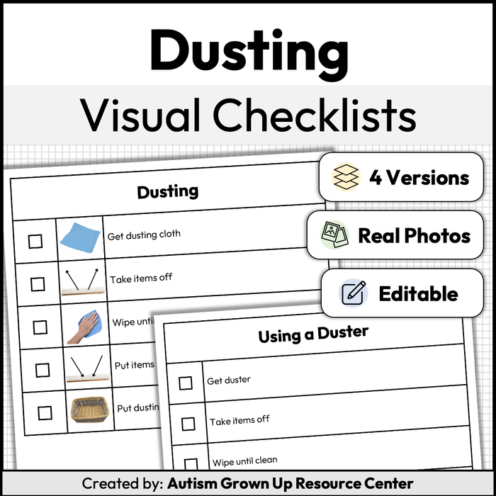 Dusting Checklists | Life Skills | Editable