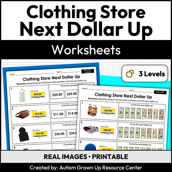 Clothing Store Next Dollar Up | Life Skills Worksheets