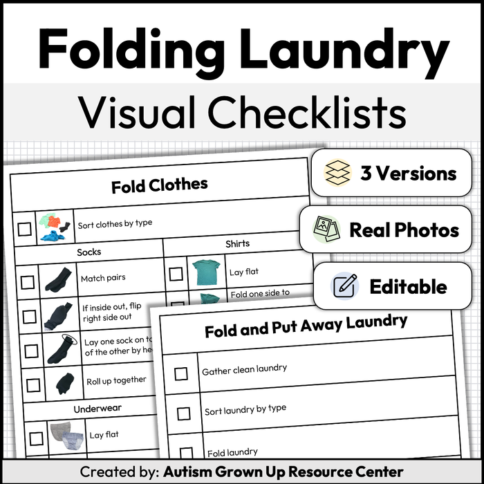 Fold and Put Away Laundry Checklists | Life Skills | Editable