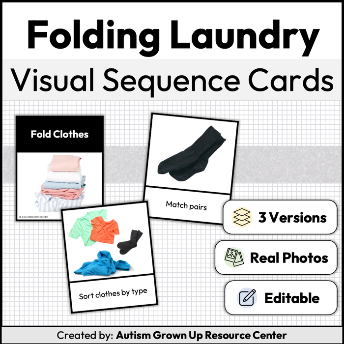 Fold and Put Away Laundry Visual Sequence Cards | Life Skills | Editable