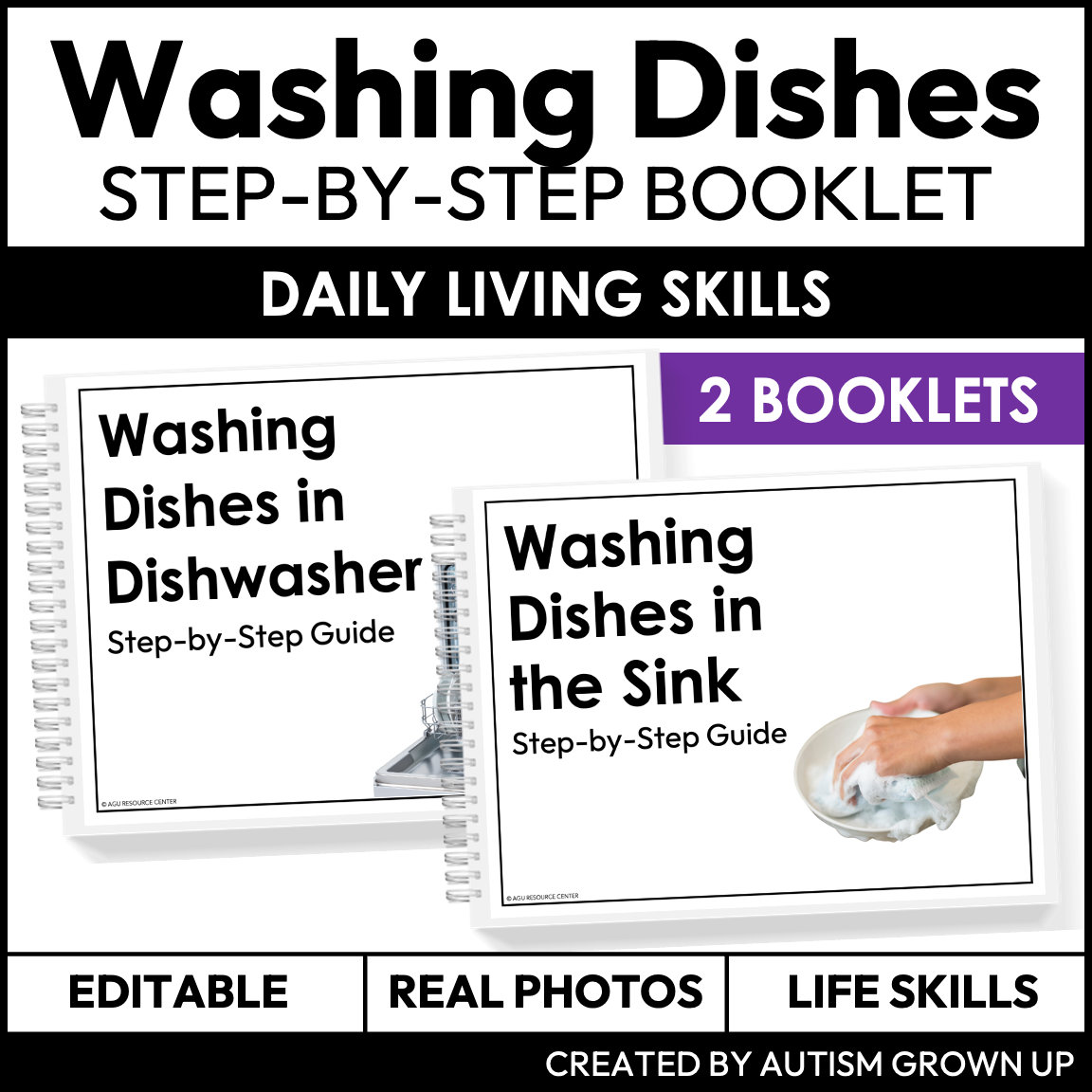 Washing Dishes Step By Step Booklet Life Skills Editable — Autism Grown Up