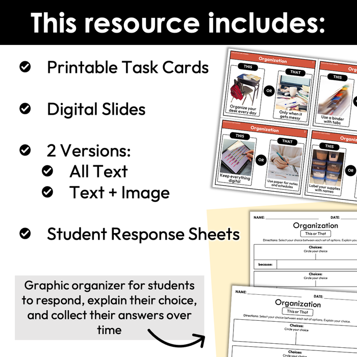 Organization | This or That | Executive Functioning Skills Game