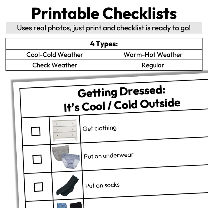 Getting Dressed Checklists | Life Skills | Editable