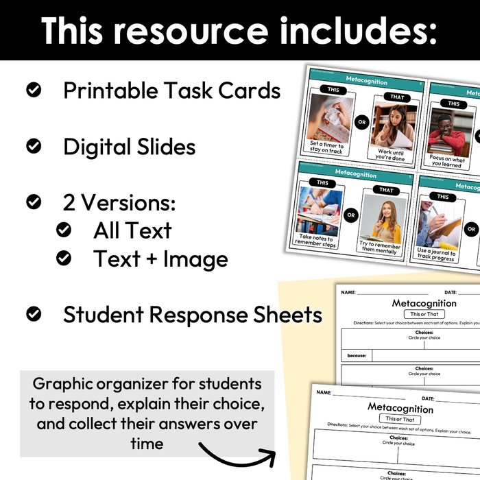 Metacognition | This or That | Executive Functioning Skills Game