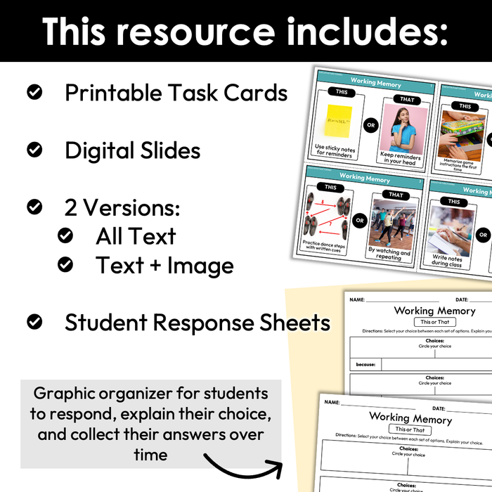 Working Memory | This or That | Executive Functioning Skills Game