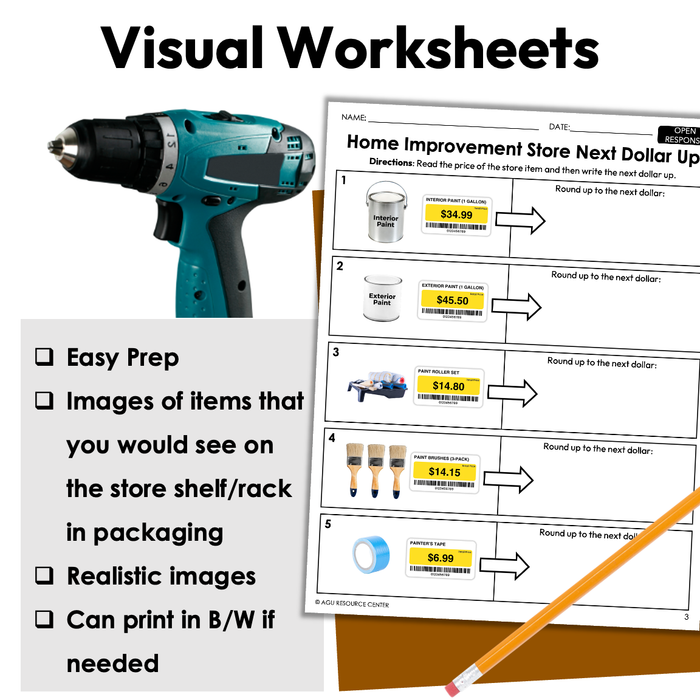 Home Improvement Store Next Dollar Up | Life Skills Worksheets