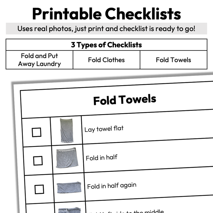 Fold and Put Away Laundry Checklists | Life Skills | Editable