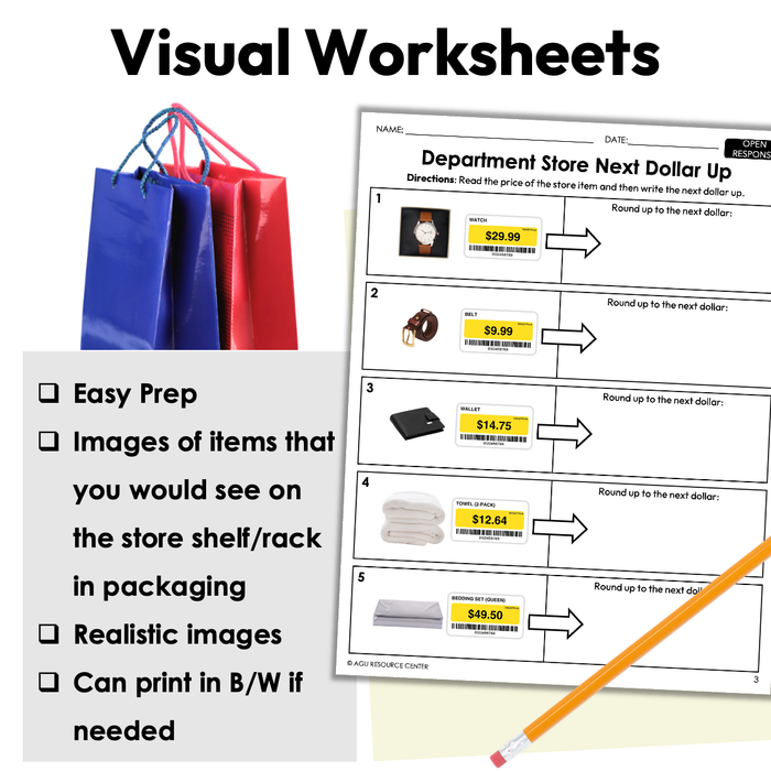 Department Store Next Dollar Up | Life Skills Worksheets