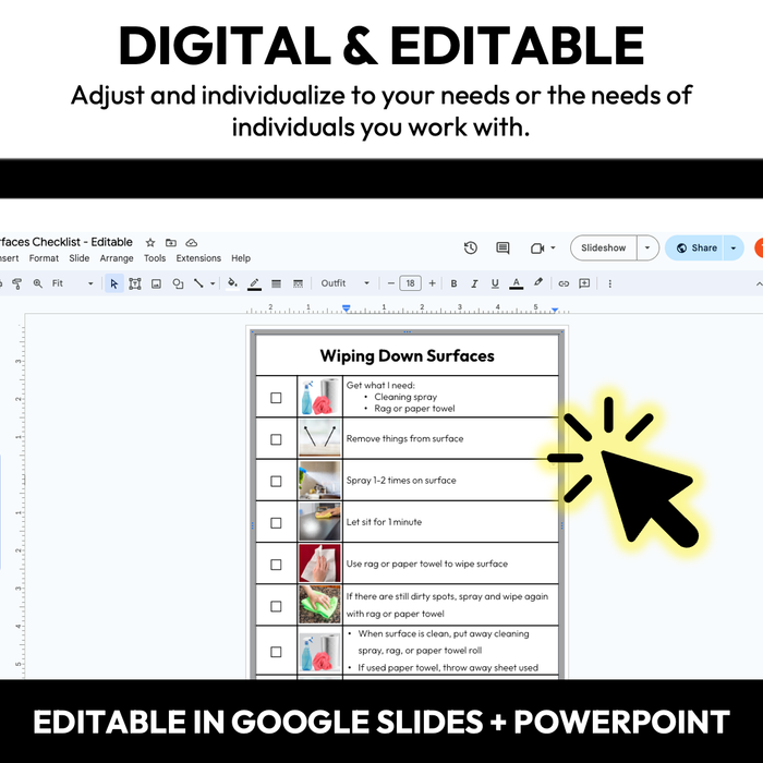 Wiping Down Surfaces Checklists | Life Skills + Job Skills | Editable
