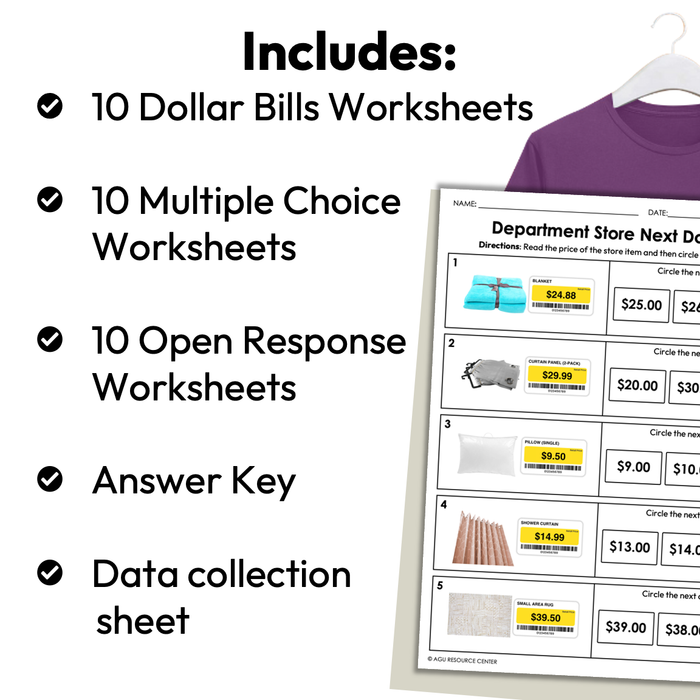 Department Store Next Dollar Up | Life Skills Worksheets