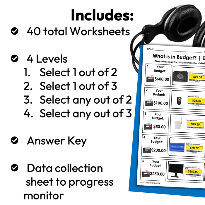 Electronics Store Budget | Life Skills Worksheets for Special Education