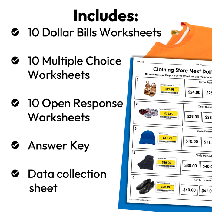 Clothing Store Next Dollar Up | Life Skills Worksheets