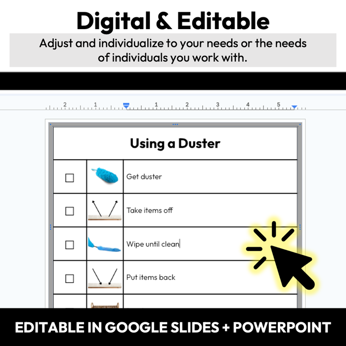 Dusting Checklists | Life Skills | Editable