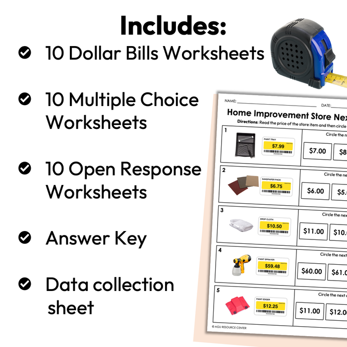 Home Improvement Store Next Dollar Up | Life Skills Worksheets