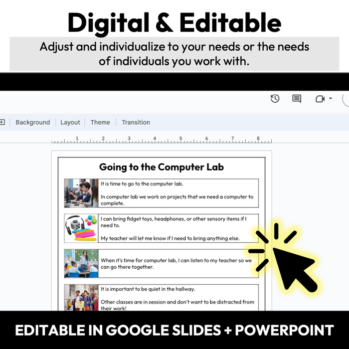 Going to the Computer Lab | 1-Page Social Story | Elementary