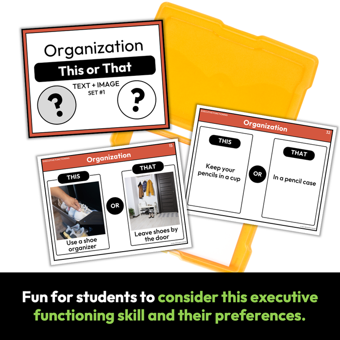 Organization | This or That | Executive Functioning Skills Game