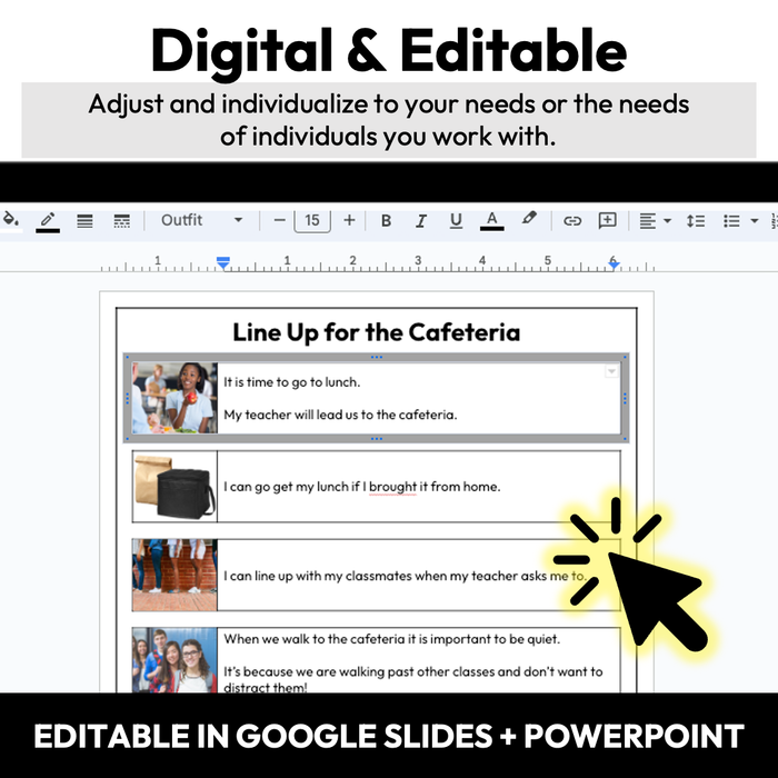 Lining Up for the Cafeteria | One-Page Social Story | Middle and High School