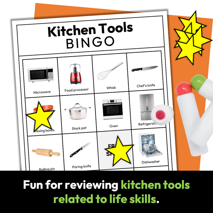 Kitchen Supplies Bingo | Life Skills and Special Education Activities