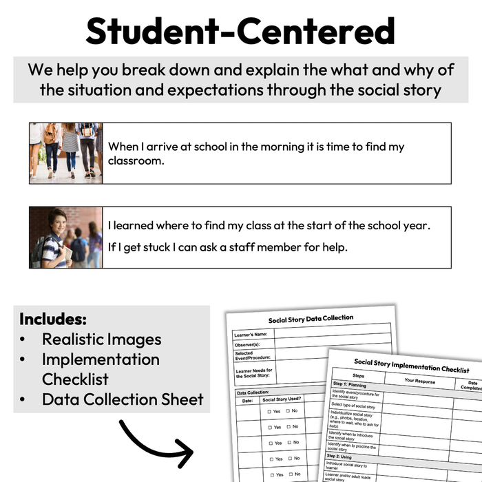 Going to Class in the Morning | One-Page Social Story | Middle and High School