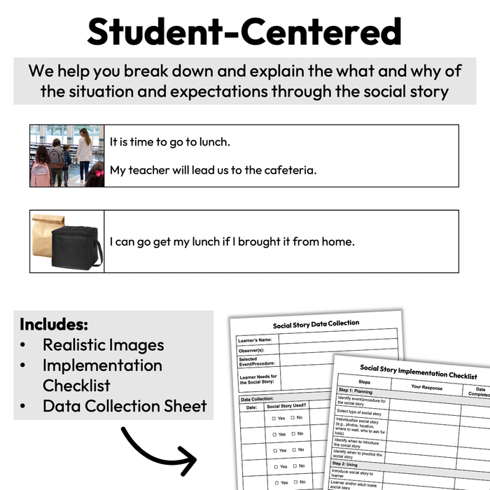 Lining Up for the Cafeteria | One-Page Social Story | Elementary