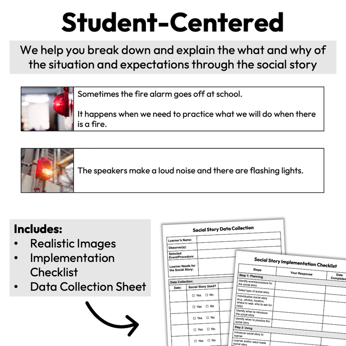 Fire Drill | One-Page Social Story | Middle and High School