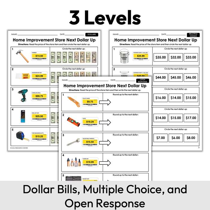 Home Improvement Store Next Dollar Up | Life Skills Worksheets