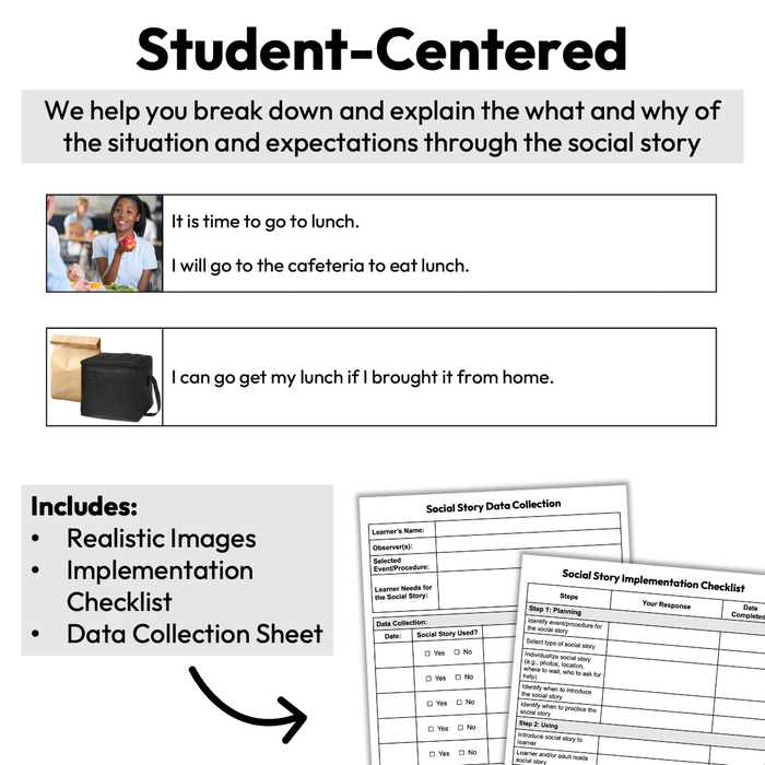 Lining Up for the Cafeteria | One-Page Social Story | Middle and High School