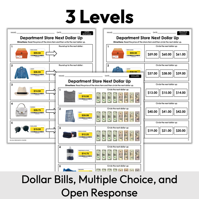 Department Store Next Dollar Up | Life Skills Worksheets