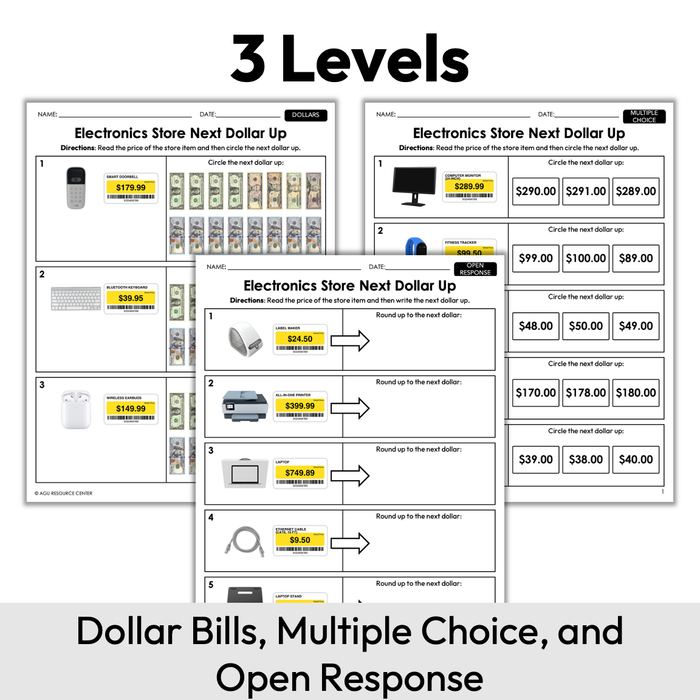 Electronics Store Next Dollar Up | Life Skills Worksheets