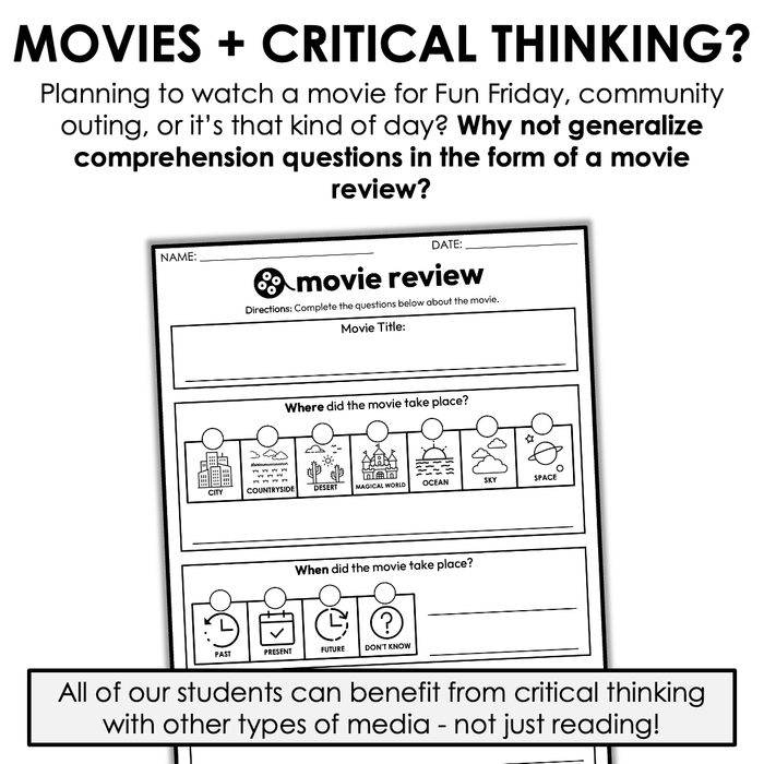 Movie Review Worksheet with Icons | Print + Digital