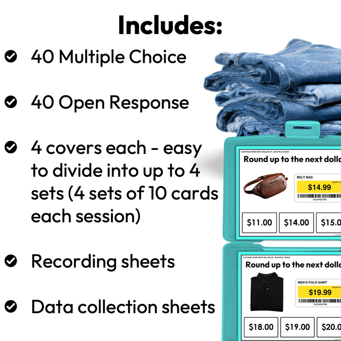 Clothing Store Next Dollar Up Task Cards for Special Education