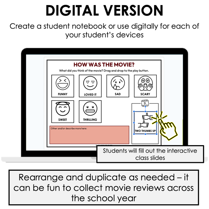 Movie Review Worksheet with Icons | Print + Digital