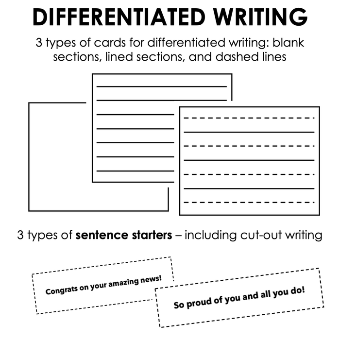 Congrats Greeting Cards | Differentiated Writing for Special Education